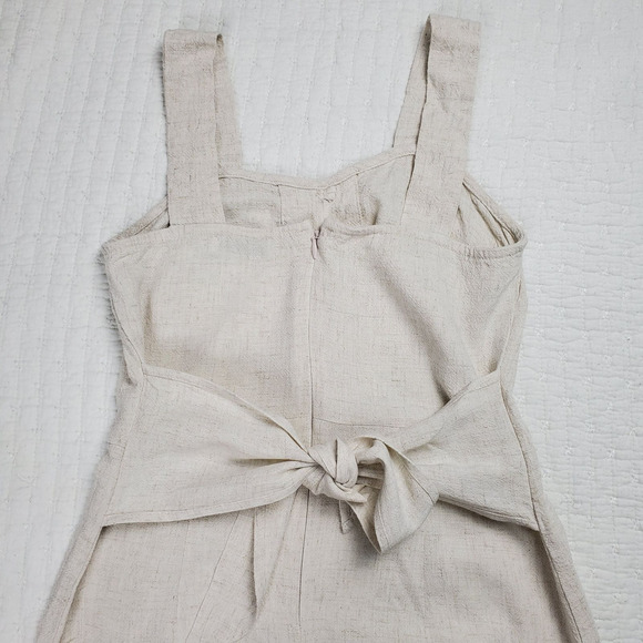 Paper Crane Linen Midi Oatmeal Tie Ivory - Picture 8 of 12